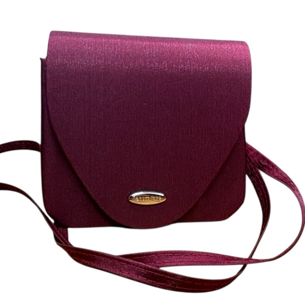 Crossbody Bag/ Wallet In Burgundy New 5”x 4.5” Flap Closure Gold Tone